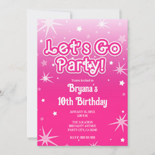 Licht & Roze Glitter Sterren Laten we Feesten Kaart