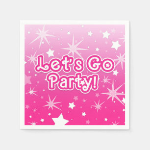 Licht & Roze Glitter Sterren Laten we Feestvieren Servet