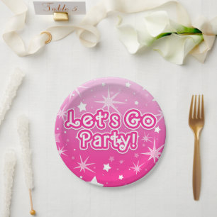 Licht & Roze Glitter Sterren Laten we naar het Fee Papieren Bordje
