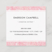 Licht roze glittergrens minimale professionele vierkante visitekaartje (Achterkant)