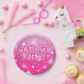 Licht & Roze Glittersterren Laten we Feesten Papieren Bordje (Feest)