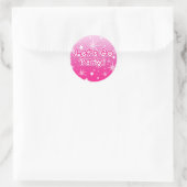 Licht & Roze Glittersterren Laten we naar het Fees Ronde Sticker (Tas)