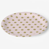 Licht roze goud glitter polka dot patroon papieren bordje (Gekanteld)