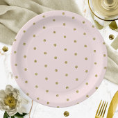 Licht roze goud glitter polka dot patroon papieren bordje