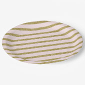 Licht roze goud glitter streep patroon papieren bordje (Gekanteld)