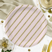 Licht roze goud glitter streep patroon papieren bordje