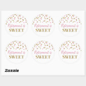 Licht roze gouden Confetti pensioen is zoet Ronde Sticker (Vel)
