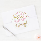 Licht roze gouden Confetti slok sip Hooray Ronde Sticker (Envelop)