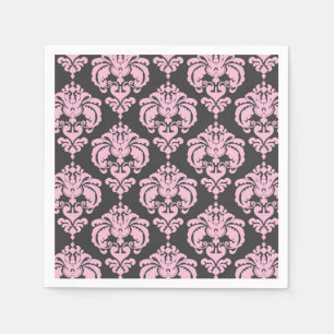 Licht Roze Grijs Damast Chic Patroon Elegante Fees Servet