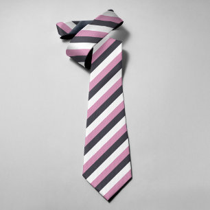 Licht Roze Grijs Witte Strepen Vintage 70s 80s Stropdas