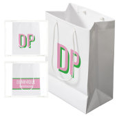Licht Roze + Groen Monogram Bruidsmeisje Medium Cadeauzakje