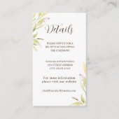 Licht roze groene bloemen laat eenvoudig ontwerp informatiekaartje (Voorkant)