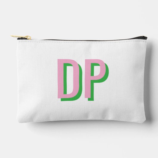 Licht Roze + Groene Monogram Bruidsmeisje Etui (Voorkant)