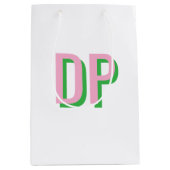 Licht Roze + Groene Monogram Bruidsmeisje Medium Cadeauzakje (Voorkant)