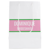 Licht Roze + Groene Monogram Bruidsmeisje Medium Cadeauzakje (Achterkant)