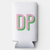 Licht Roze + Groene Monogram Bruidsmeisje Seltzer Blikjeskoeler (Achterkant)