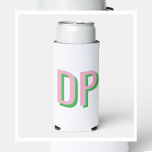 Licht Roze + Groene Monogram Bruidsmeisje