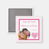 Licht roze hart bruiloft aankondiging magneet (Voorkant / Achterkant)