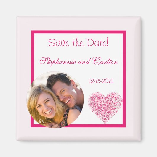 Licht roze hart bruiloft aankondiging magneet (Voorkant)