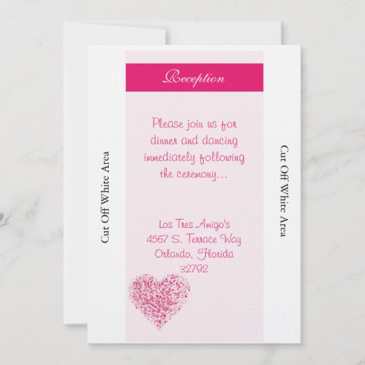 Licht roze hart bruiloft receptie Kaart (Voorkant)