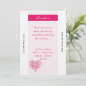 Licht roze hart bruiloft receptie Kaart (Staand voorkant)