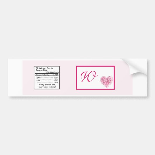 Licht Roze Hart Bruiloft Water Fles Label Bumpersticker (Voorkant)