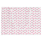 Licht roze hartpatroon op witte grote tas groot cadeauzakje (Achterkant)
