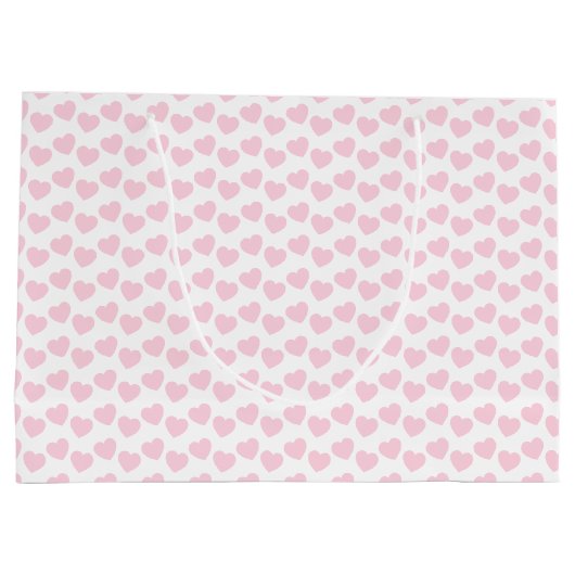 Licht roze hartpatroon op witte grote tas groot cadeauzakje (Achterkant)