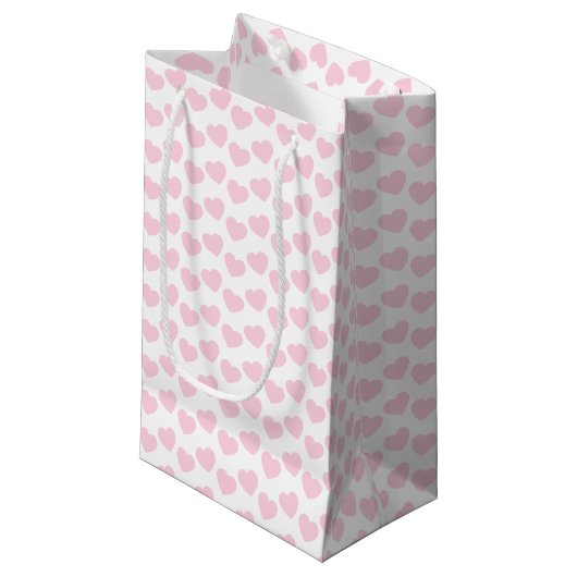 Licht roze hartritme op White Small Gift Bag Klein Cadeauzakje (Voorkant Gekanteld)