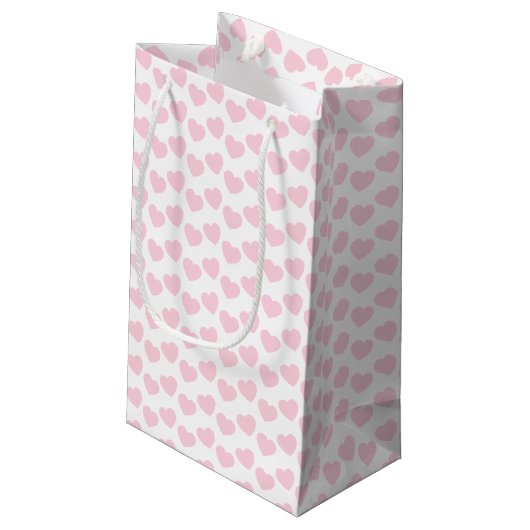 Licht roze hartritme op White Small Gift Bag Klein Cadeauzakje (Achterkant Gekanteld)