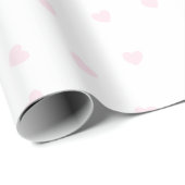 Licht roze Heart Patroon op Wit Cadeaupapier (Rol Hoek)