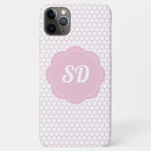 Licht Roze Honingraat Custom Monogram Case-Mate iPhone Case (Achterkant)