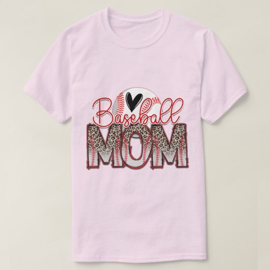 Licht Roze Honkbal Moeder T-shirt (Design voorkant)