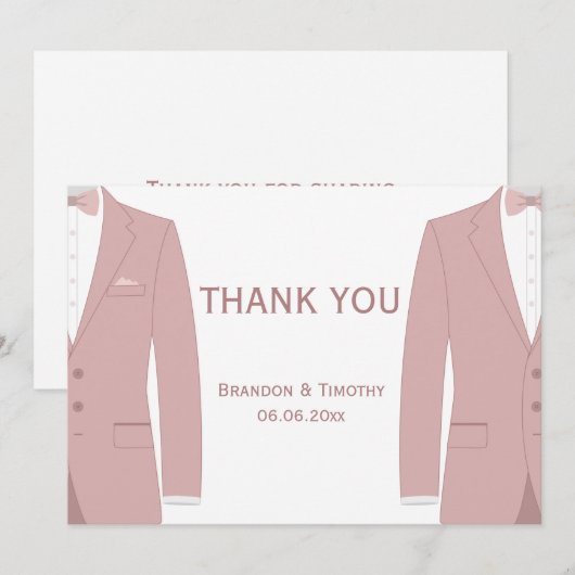 Licht Roze Huwelijk Dankkaarten voor Homoparen Bedankkaart (Voorkant / Achterkant)