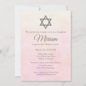 Licht Roze Joodse Baby Naming Ceremony Simchat Bat Kaart (Voorkant)