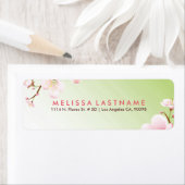 Licht roze lenteslib Lichte groene achtergrond Etiket (Insitu)