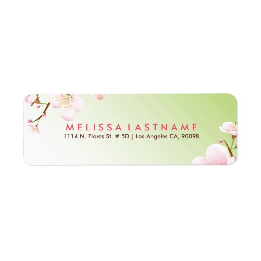 Licht roze lenteslib Lichte groene achtergrond Etiket (Voorkant)