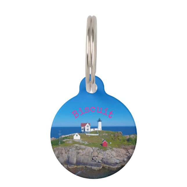 Licht roze licht Dog Foto Rondplaatje Huisdierpenning (Voorkant)