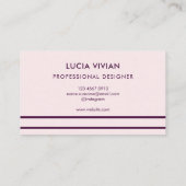Licht roze lijn minimalistisch modern professionee visitekaartje (Achterkant)