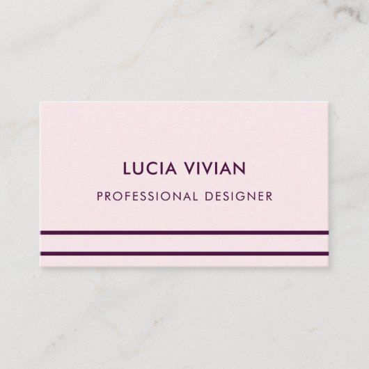 Licht roze lijn minimalistisch modern professionee visitekaartje (Voorkant)