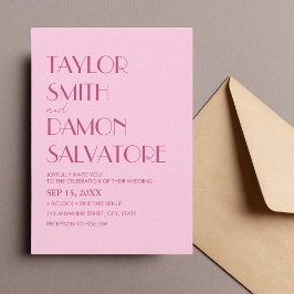 Licht roze magenta vet retro unieke bruiloft kaart