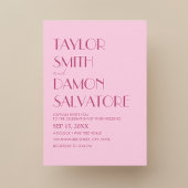 Licht roze magenta vet retro unieke bruiloft kaart