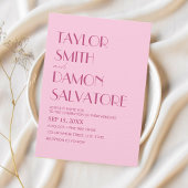 Licht roze magenta vet retro unieke bruiloft kaart