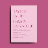 Licht roze magenta vet retro unieke bruiloft kaart