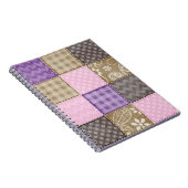 Licht roze, Paarse, & Taupe gewatteerde blik Notitieboek (Rechterzijde)