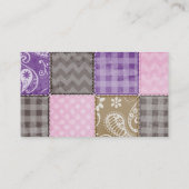 Licht roze, Paarse, & Taupe gewatteerde blik Visitekaartje (Achterkant)