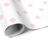 Licht roze pokstip op witte grote ruimte cadeaupapier (Rol Hoek)