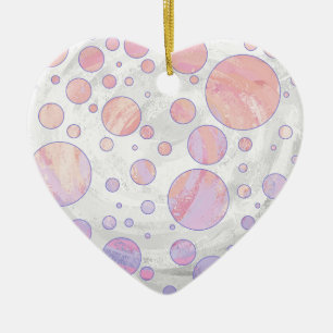 Licht roze pols dot patroon keramisch ornament