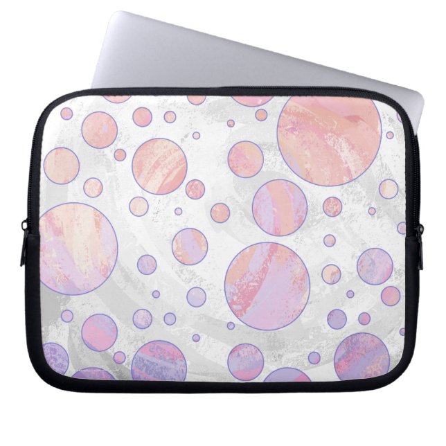 Licht roze pols dot patroon laptop sleeve (Voorkant)