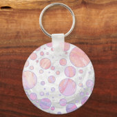 Licht roze pols dot patroon sleutelhanger (Voorkant)